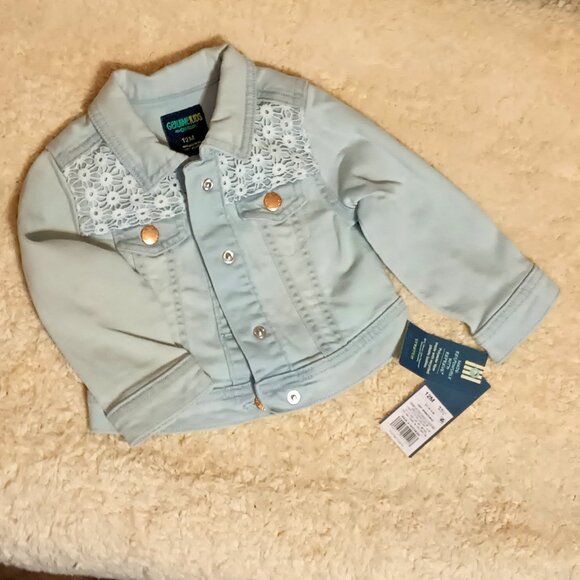NWT ~Genuine Kids, from Oshkosh, Light Denim Jacket w/ Lace Accents (12 Months) - Picture 5 of 9